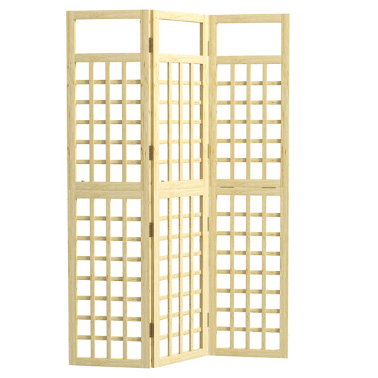 3-Panel Garden Privacy Screen, Freestanding Foldable Wooden Outdoor Divider/Trellis