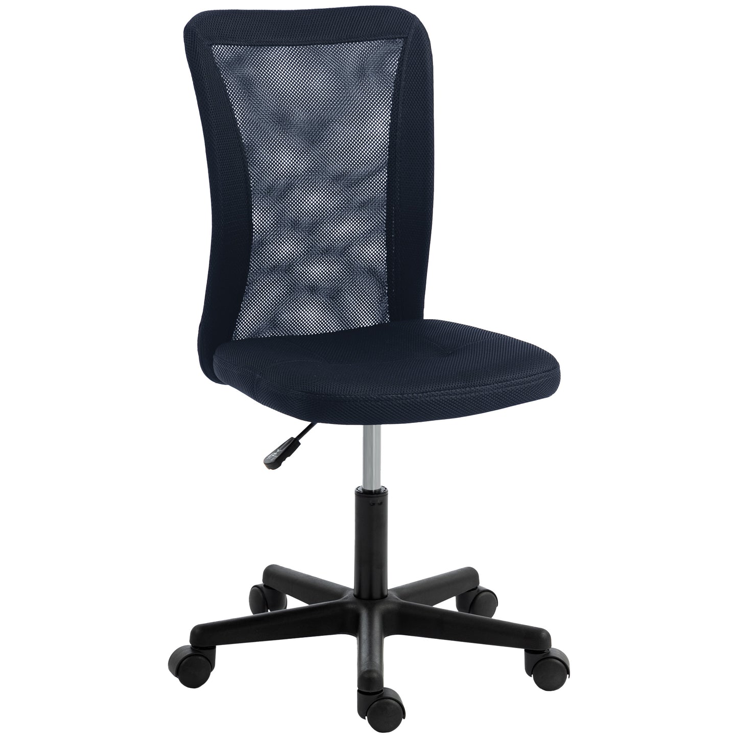 Computer Desk Chair, Mesh Office Chair with Adjustable Height and Swivel Wheels, Armless Study Chair, Dark Grey