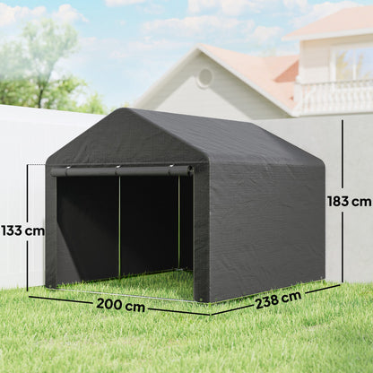 6.6 x 7.8ft Outdoor Garden Storage Shed, Waterproof Bike Tent with Roll-up Zipper Door, Galvanised Metal Frame