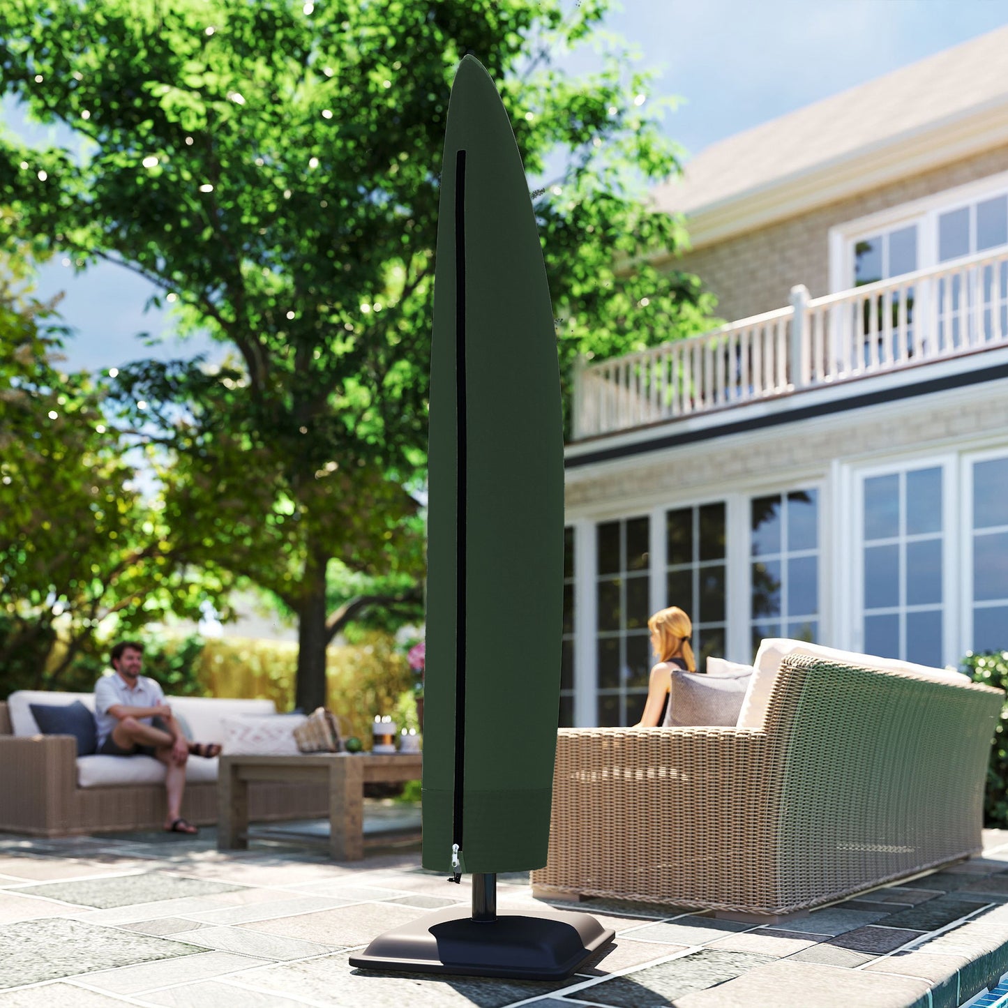 Parasol Cover, 300D Oxford Cantilever Umbrella Cover Fit for 2-4m Parasol, Green