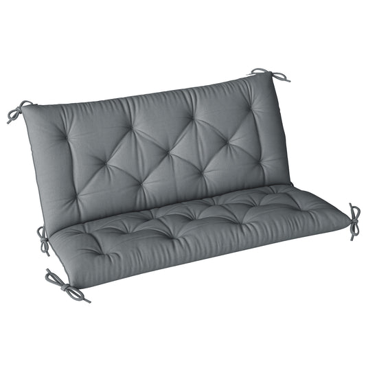 2 Seater Bench Pad, Garden Swing Chair Cushion with Back and Ties