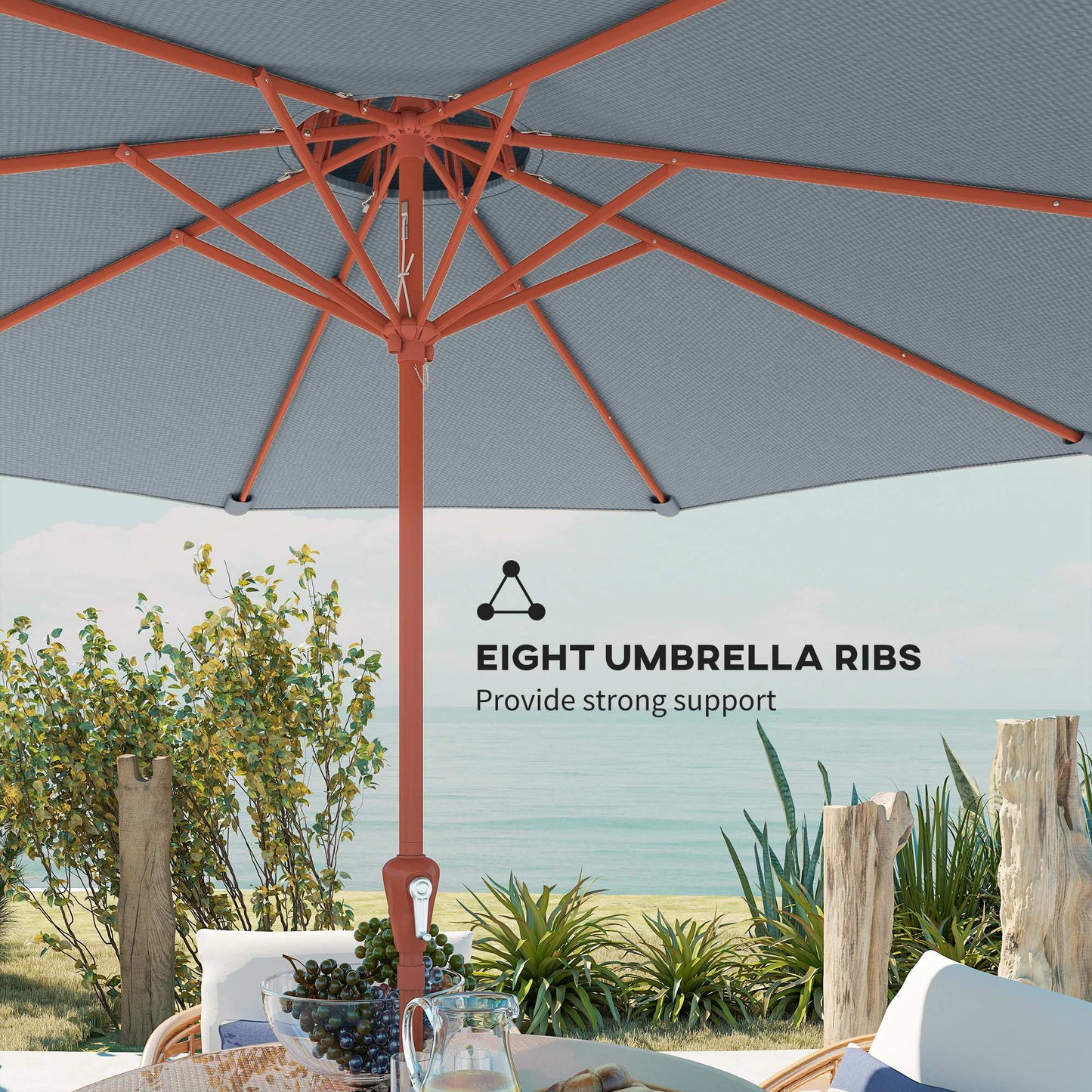 2.7 m Garden Parasol with Double Top Outdoor Market Table Umbrella with Crank System, Light Grey