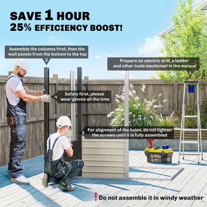 4 x 6ft Galvanised Metal Garden Shed, with Locking Door - Grey