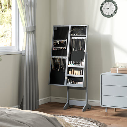 Freestanding Mirrored Jewellery Storage Cabinet - Grey