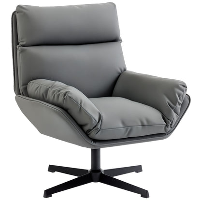 Accent Chair with 360 Swivel Armchair for Living Room with Padded Cushion Dark Grey