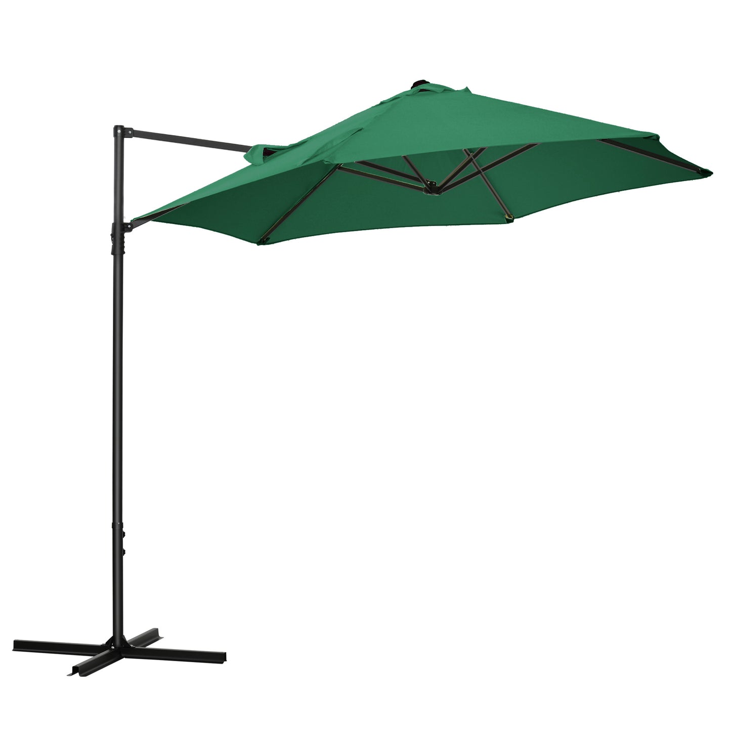 2.5M Garden Cantilever Parasol, Offset Roma Patio Umbrella Hanging Sun Shade Canopy Shelter
