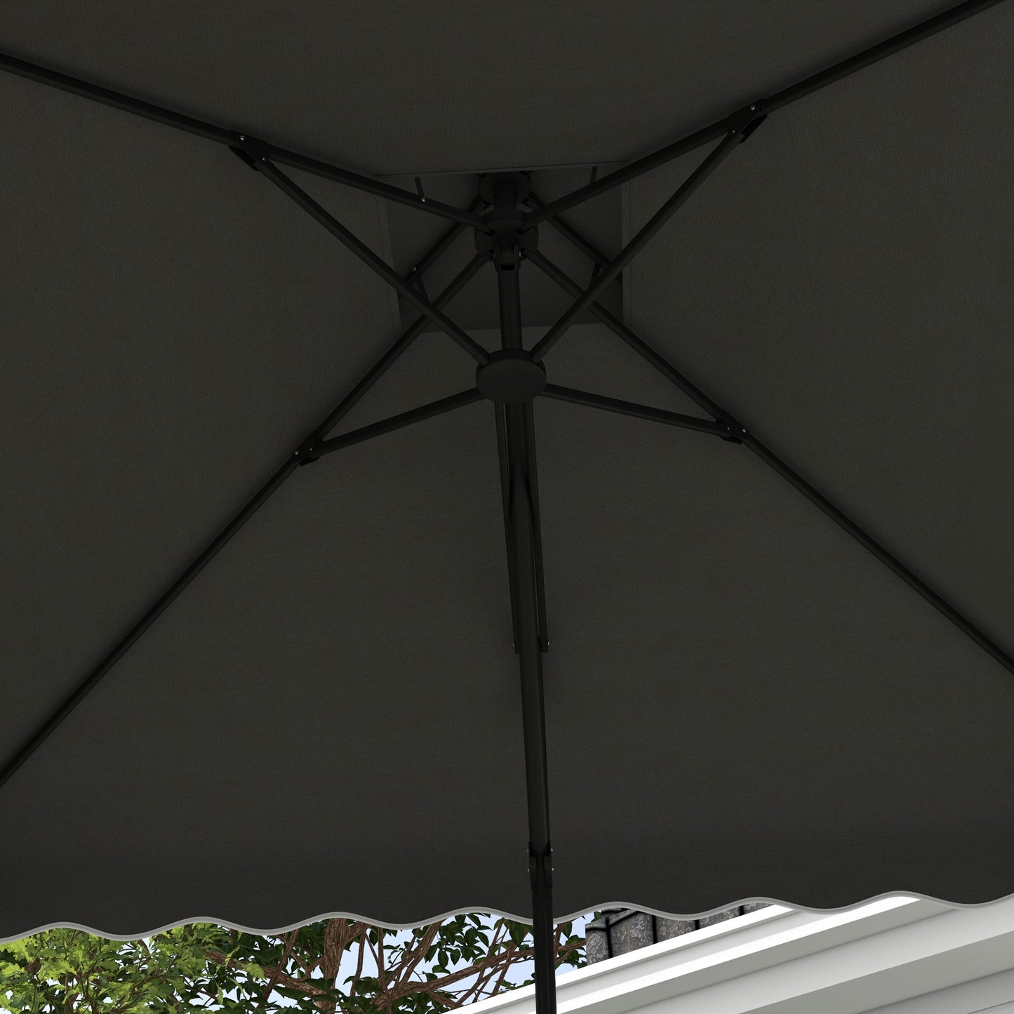 2.5m Square Double Top Garden Parasol Cantilever Umbrella with Ruffles, Dark Grey