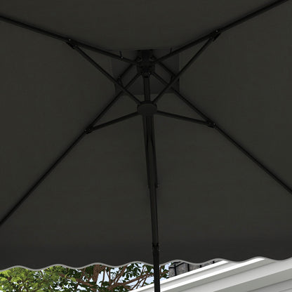 2.5m Square Double Top Garden Parasol Cantilever Umbrella with Ruffles, Dark Grey