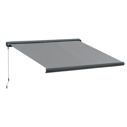 3.5 x 3m LED Light Full Cassette Case Electric Awning for Home Sun Shade with 40m Remote Controller, Grey