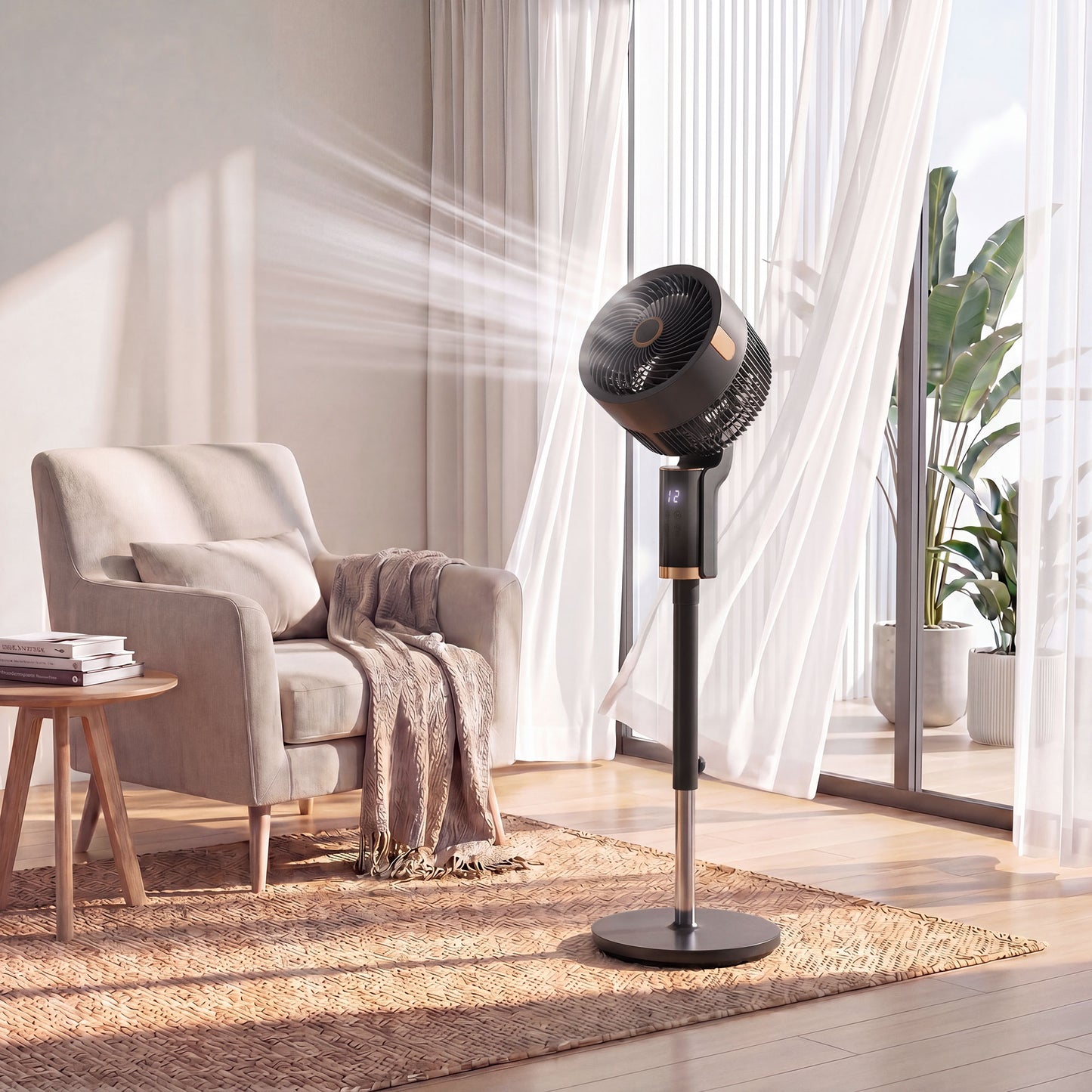 20 dB Silent Standing Fan for Bedroom, 44" Pedestal Fan with 90° Oscillating, 8 Speeds and LED Light, Black