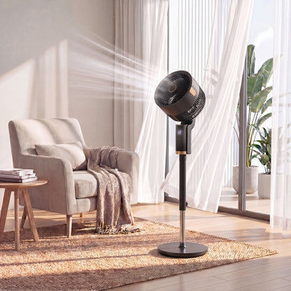 20 dB Silent Standing Fan for Bedroom, 44" Pedestal Fan with 90° Oscillating, 8 Speeds and LED Light, Black
