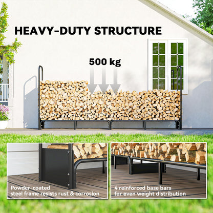 8.5ft Firewood Rack, Heavy Duty Log Storage Holder with Waterproof 600D Oxford Log Cover for Fireplace Fire Pits Outdoor Pati