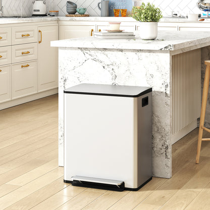 50L Dual Compartment Stainless Steel Bin, with Deodoriser Holders - Silver