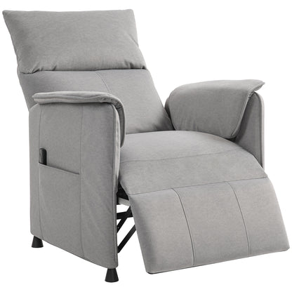 Power Recliner Chair, Reclining Chair with Remote, Pocket Springs, Silent Motor and Side Pockets, Grey
