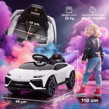 12V Licensed Lamborghini Electric Cars for Kids, Ride On Car with Remote Control for 3-6 Years Old, White