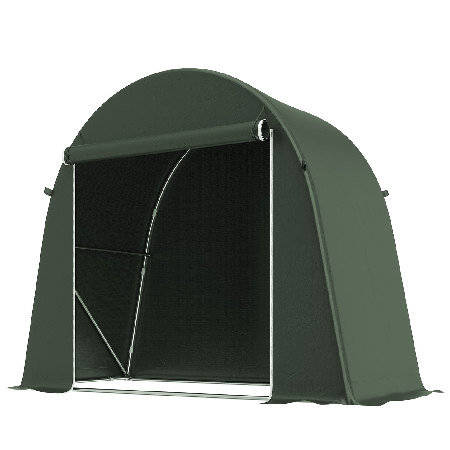 8 x 4 ft Garden Storage Tent, Waterproof Bike Tent with Roll-up Zipper Door and Galvanised Metal Frame, Green