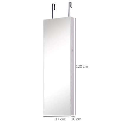 Jewelry Cabinet with Mirror and LED Lights, Lockable Makeup Cosmetics Jewellery Organiser