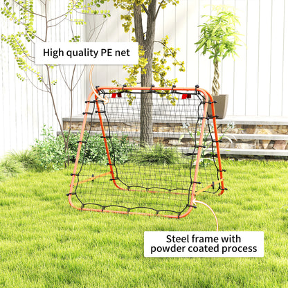 Double Sided Football Rebounder Net, Football Rebound Goal with Five Adjustable Angles, Orange