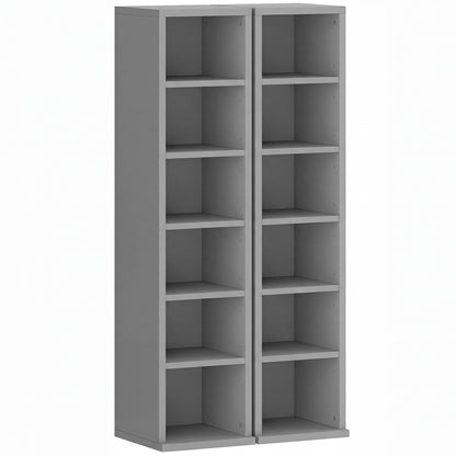 Set of 2 CD Media Display Shelf Unit Tower Rack with Adjustable Shelves, Light Grey