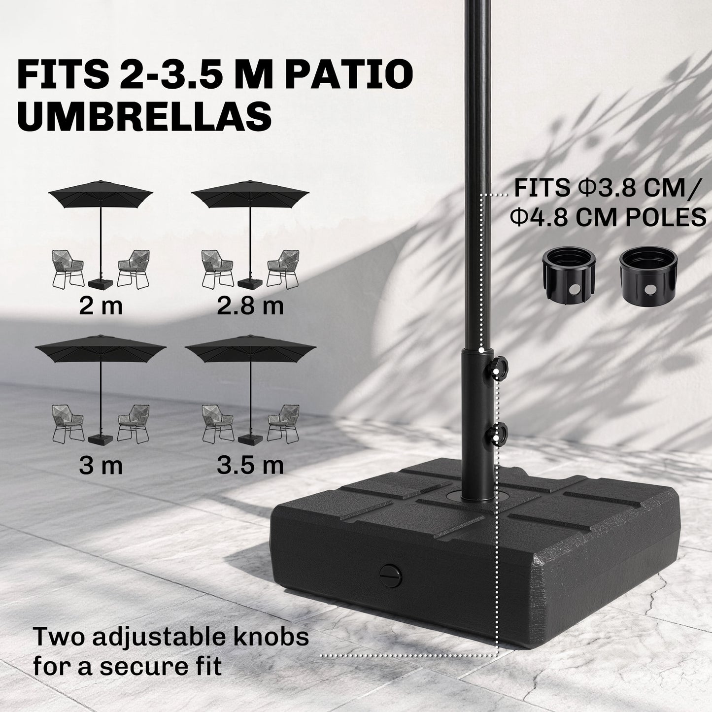 40kg Square Umbrella Parasol Base with Wood Effect, Plastic Umbrella Stand for Outdoor Patio Umbrella, Black
