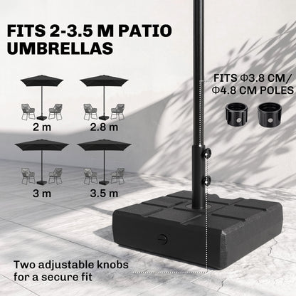 40kg Square Umbrella Parasol Base with Wood Effect, Plastic Umbrella Stand for Outdoor Patio Umbrella, Black