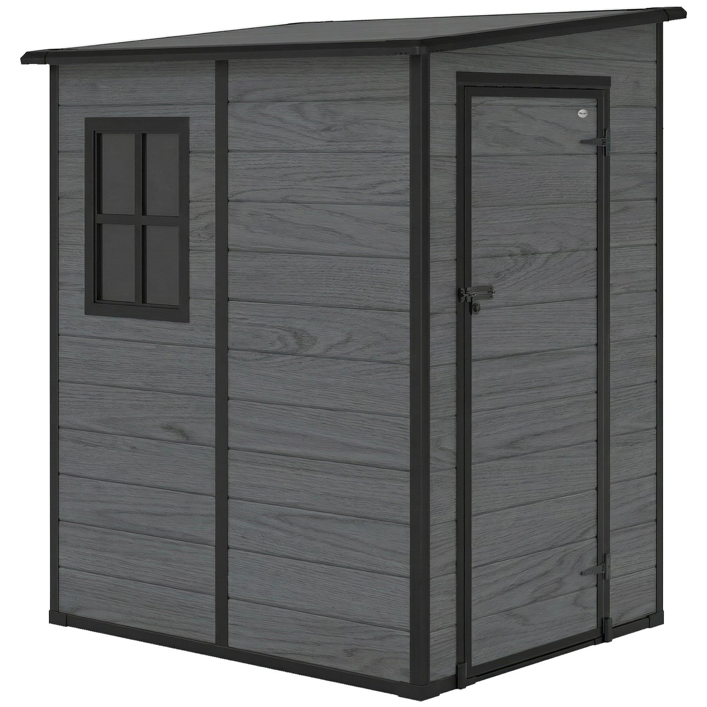 4'x5' Garden Storage Shed, Lean to Shed, Lockable Garden Shed with Window, Vent and Plastic Roof, Wood-Effect