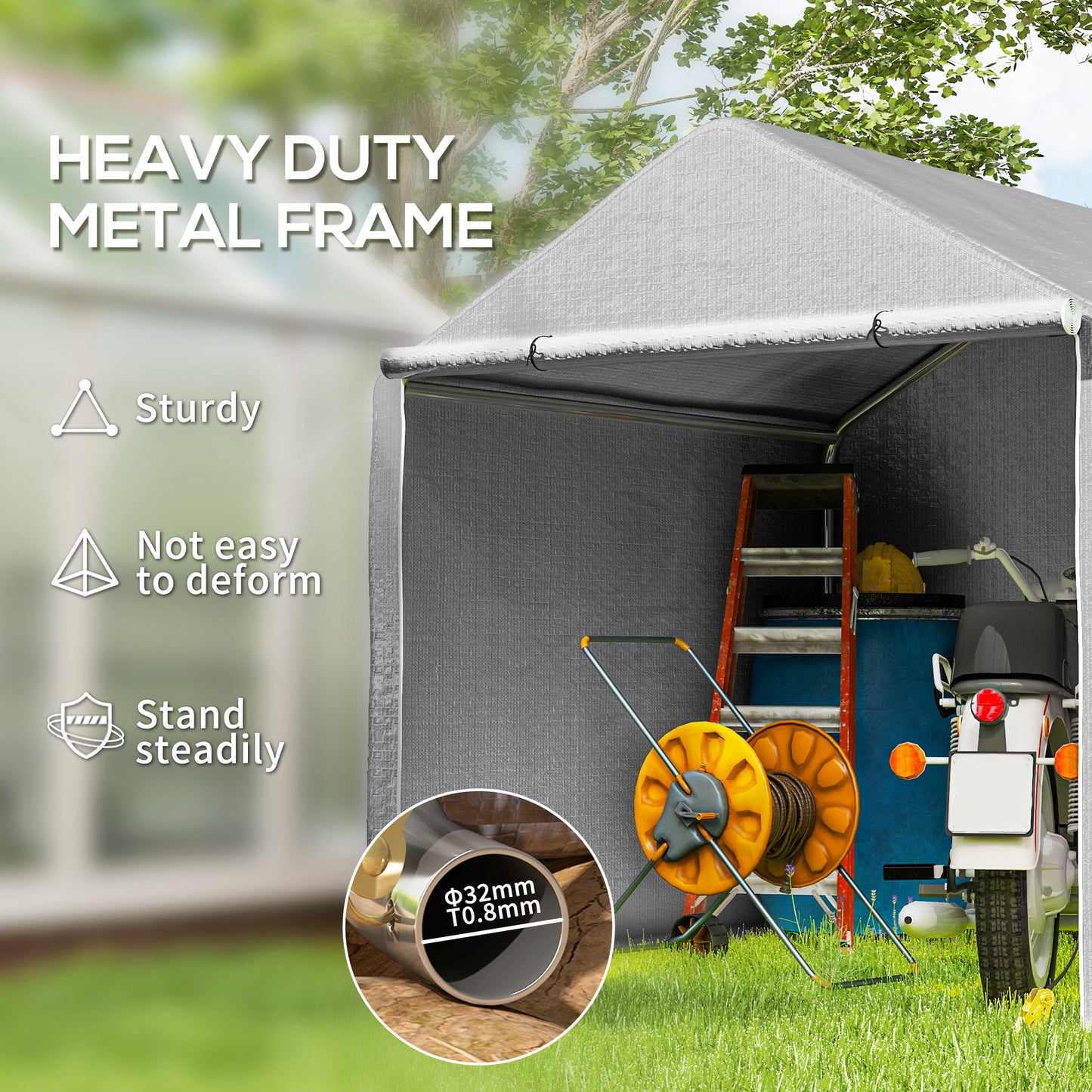 2 x 2m Garden Fabric Storage Tent - Grey