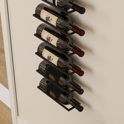 Wine Rack, Wall Mounted, 10 Tier Metal Wine Display Rack, Storage Holder for Kitchen, Dining Room, Bar, Cellar, Black