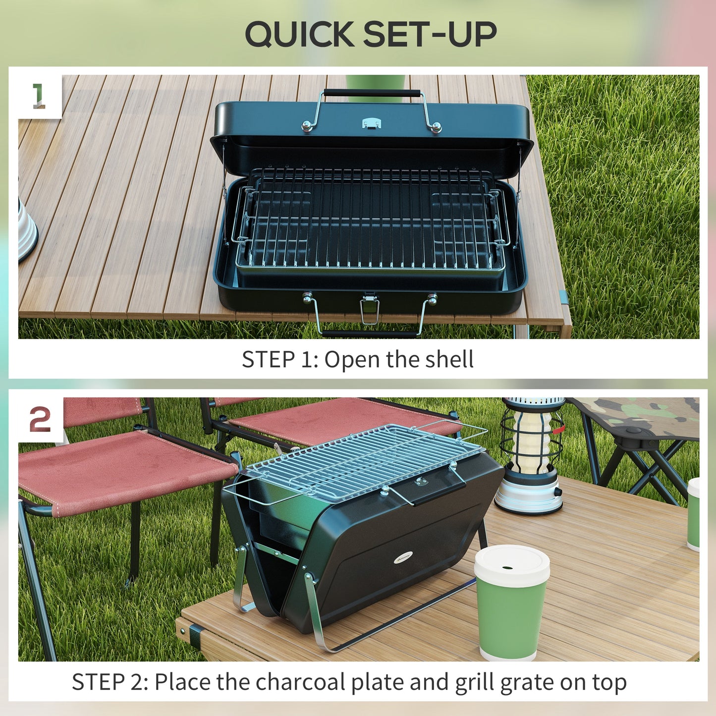 Metal Suitable-Style Portable BBQ Grill - Black