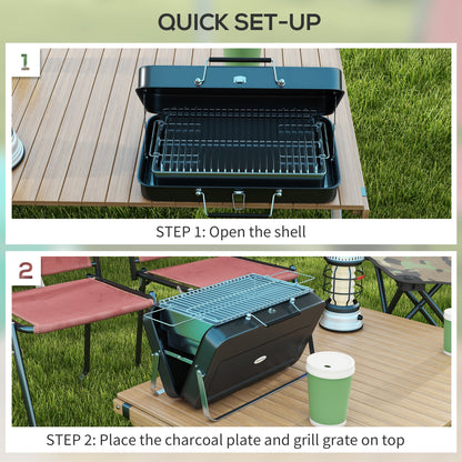 Metal Suitable-Style Portable BBQ Grill - Black