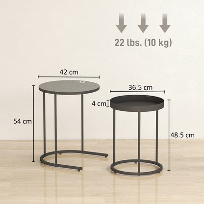 Set of Two Industrial Nesting Tables - Grey