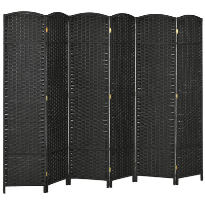 6 Panel Folding Room Divider, Freestanding Privacy Screen for Living Room, Bedroom and Office, 240 x 170cm, Black
