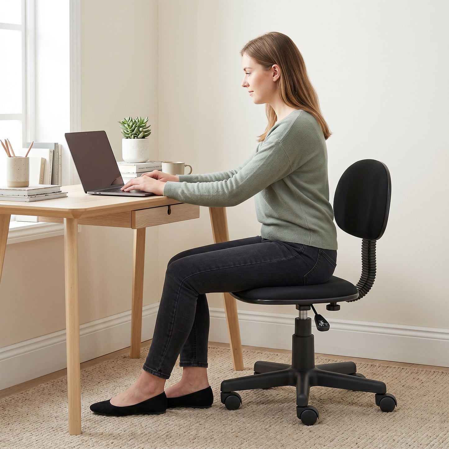 Small Armless Office Chair - Black