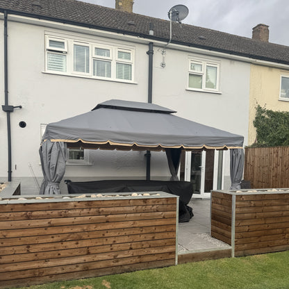 3 x 4m Aluminium Garden Gazebo, Marquee Canopy Shelter Pavilion Party Tent with Nets and Curtains for Garden and Deck, Grey
