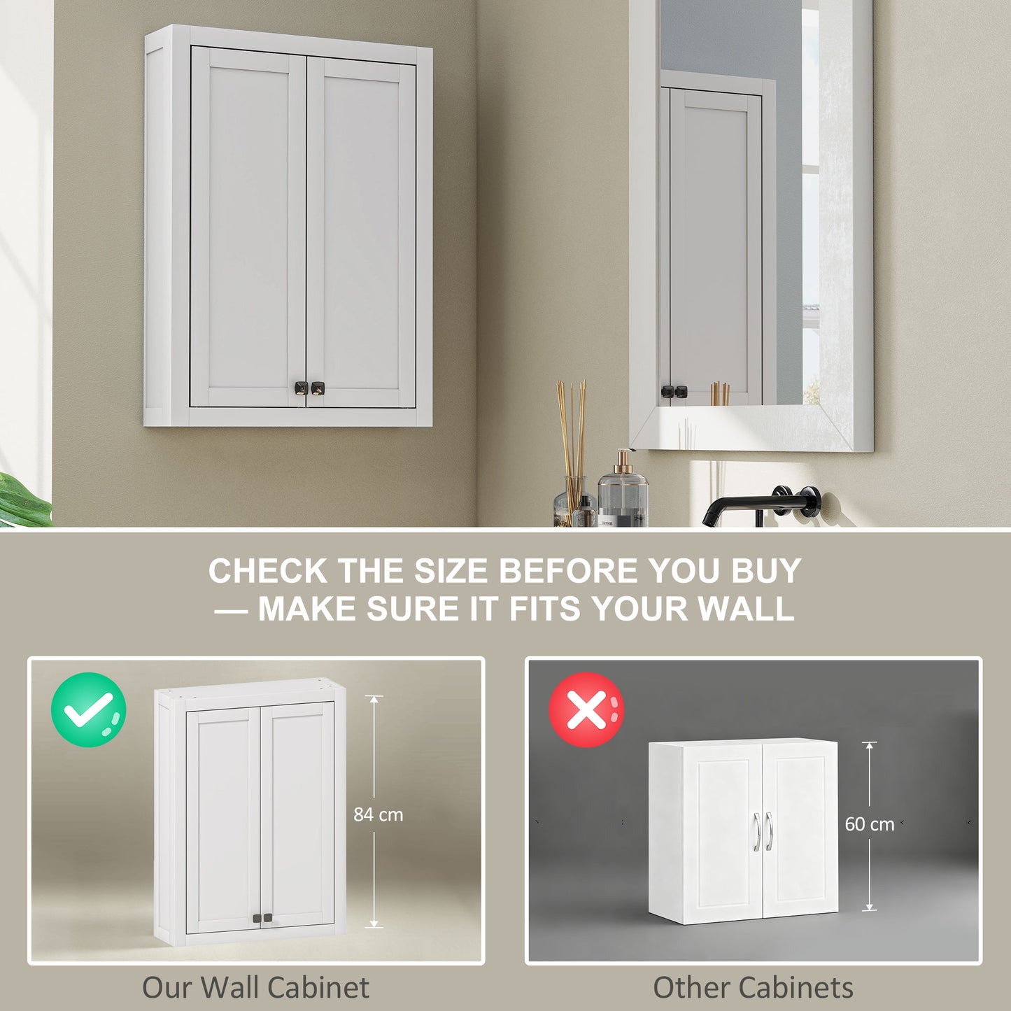 Bathroom Wall Cabinet with Adjustable Shelves - White