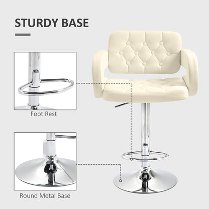 PU Leather Upholstered Swivel Bar Stool, Height Adjustable with Back, Armrest, Footrest, Beige