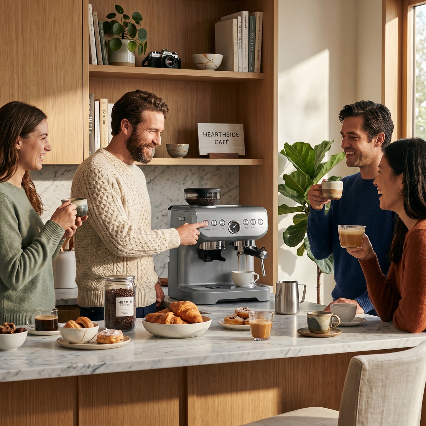 15 Bar Coffee Machine with 15 Adjustable Grind Setting, Steamer and Complete Kit - Silver Colour