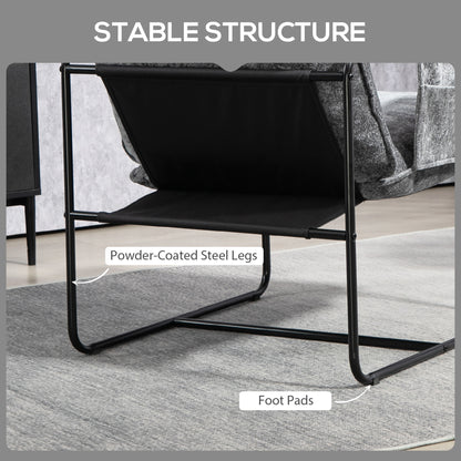 Minimal Padded Accent Chair, with Pockets - Grey