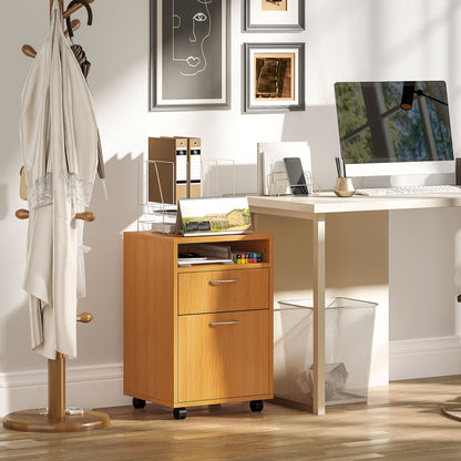 Filing Cabinet, Mobile File Cabinet with 2 Lockable Drawers, Office Home Organiser on Wheels for A4