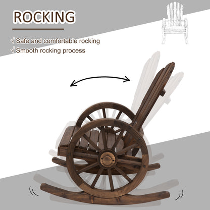 Wooden Adirondack Rocking Chair Reclining Armchair Garden Furniture Patio Porch Rocker - Carbonized Wood