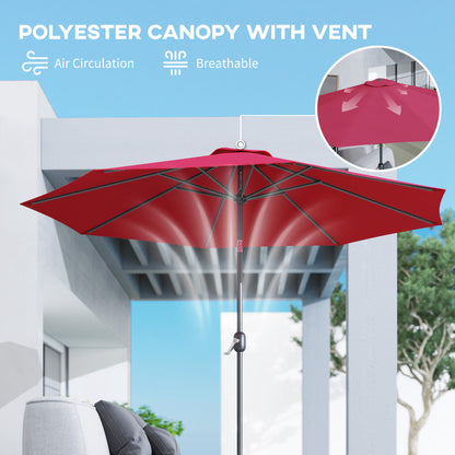 3(m) Tilting Parasol Garden Umbrellas, Outdoor Sun Shade with 8 Ribs, Tilt and Crank Handle for Balcony, Bench, Garden