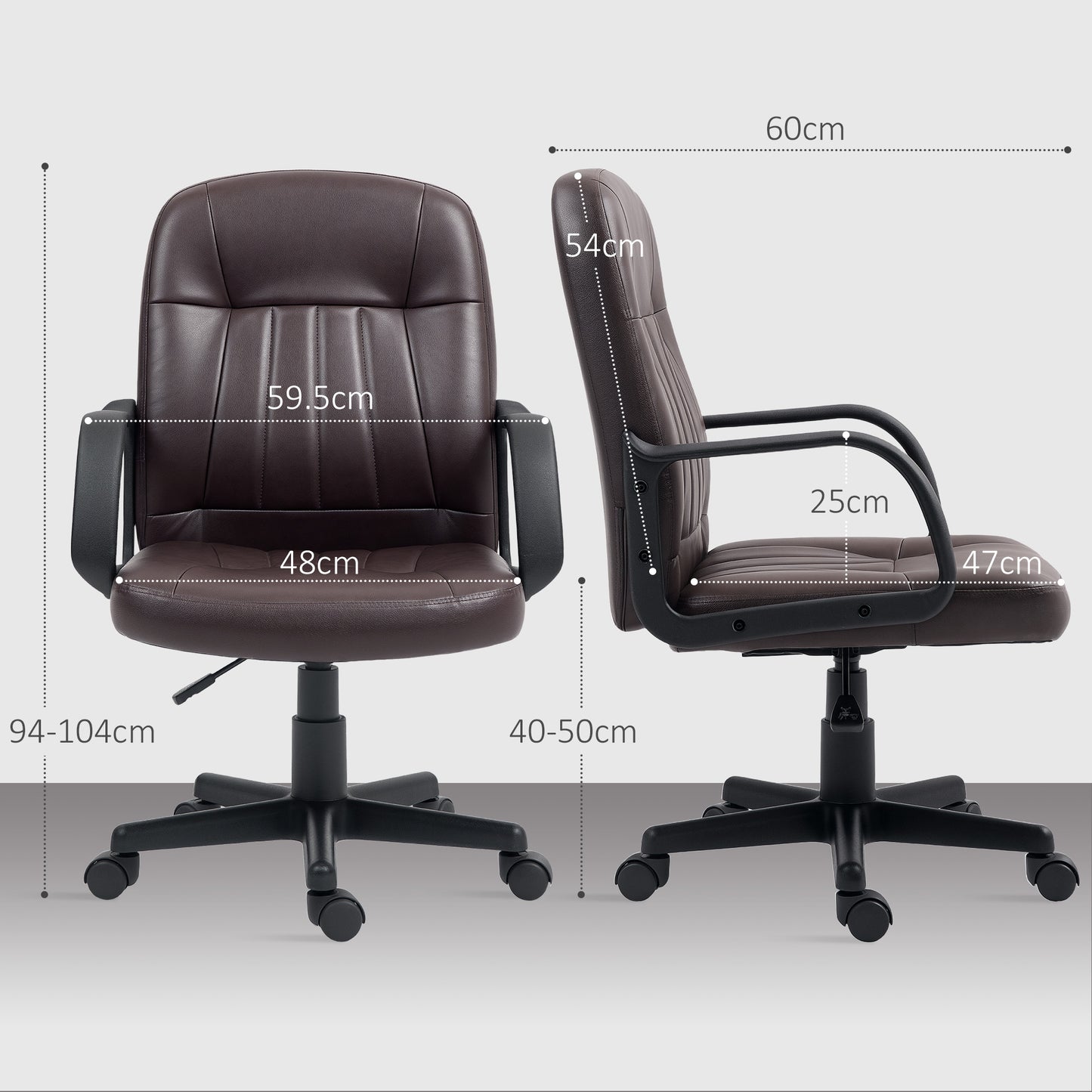 Swivel Executive Chair PU Leather Computer Desk Chair, Dark Brown
