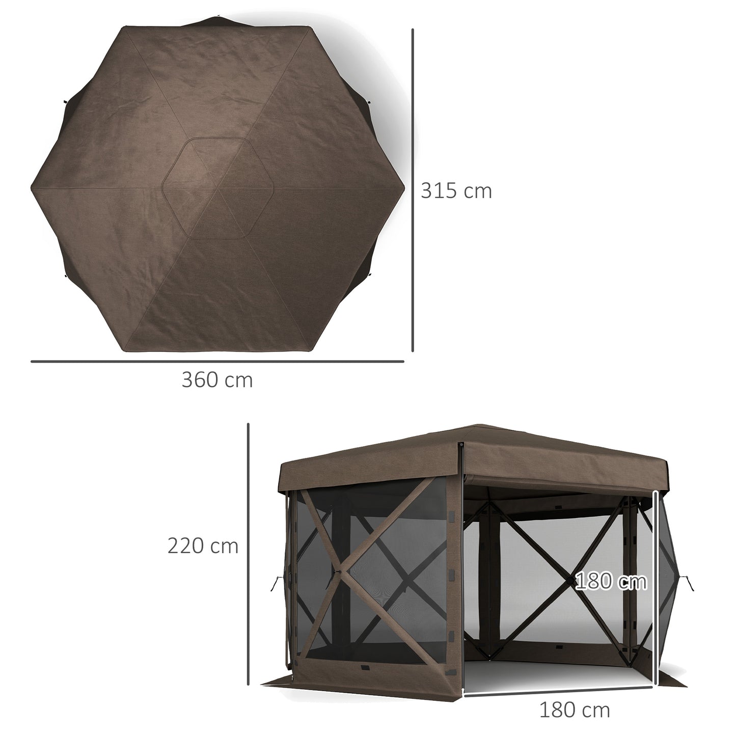 3 x 3(m) Hexagon Pop Up Gazebo with 5 Sides and Carry Bag, Waterproof, UV Resistant Party Tent Instant Event Shelter