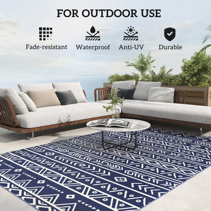 Reversible Outdoor Rug with Carry Bag, Waterproof Plastic Straw Mat for Garden, Deck, RV, Picnic, Beach, Camping