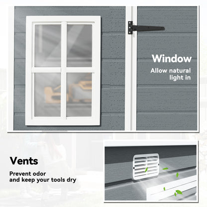 10 x 6 ft Resin Garden Shed, Outdoor Storage Shed with Floor, Windows, Lockable Doors and Vents, Grey