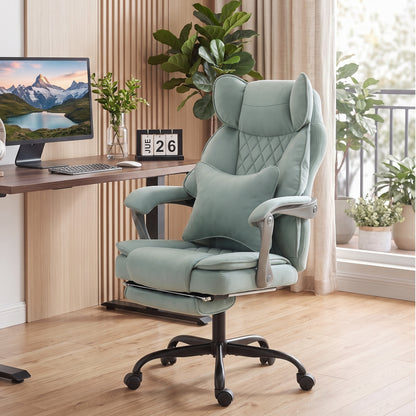Executive Office Chair, Leathaire Big and Tall Office Chair 180 kg with Wide Seat, Reclining, Lumbar Support, Blue