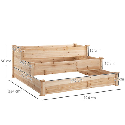 470L Raised Garden Bed, 3-Tier Planter Kit, Elevated Wooden Planters for Garden, Yard & Patio, Wooden Nature