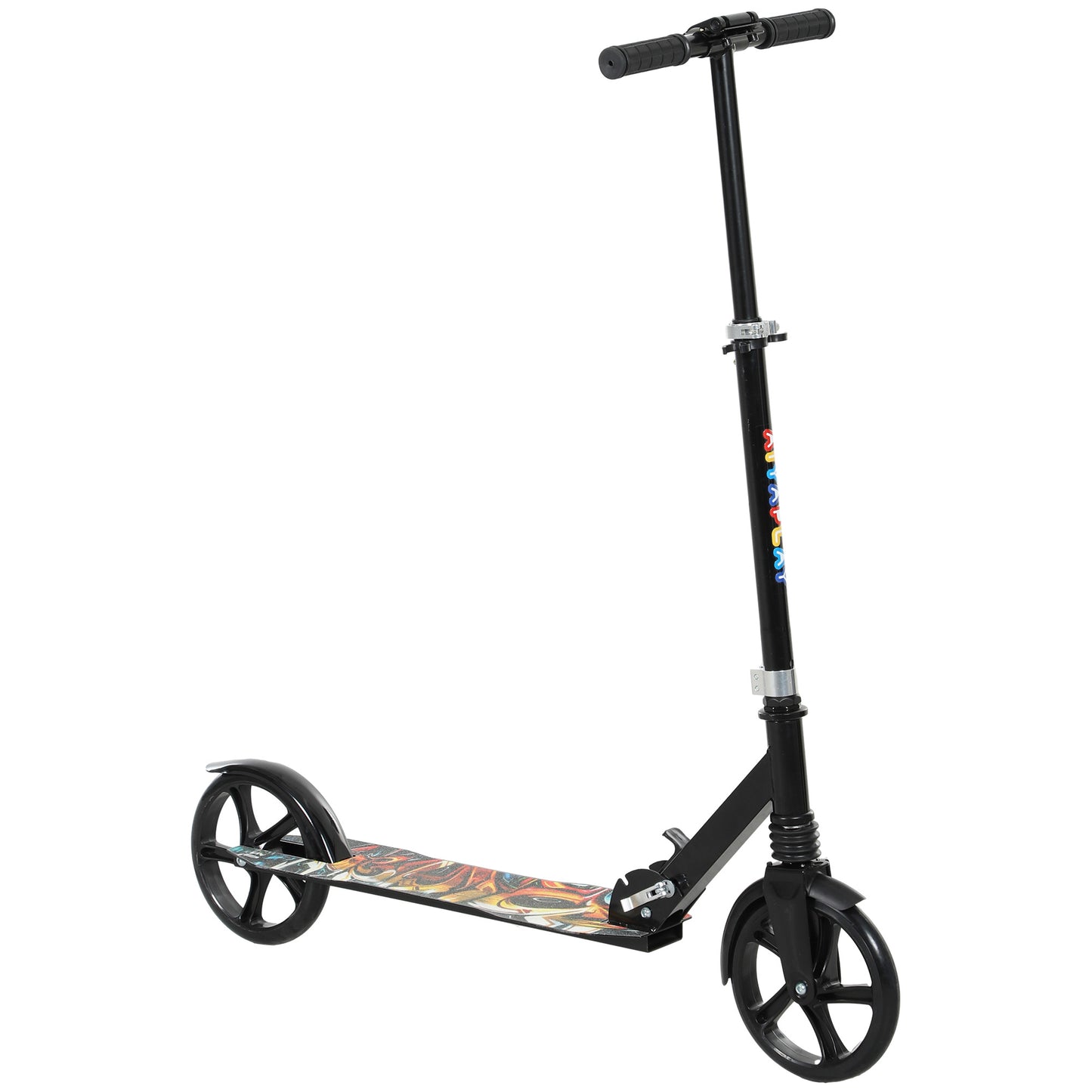 Foldable Kids Scooter with Adjustable Handlebar, 200mm Big Wheel, Rear Fender Brake, for Ages 6-12 Years, Black
