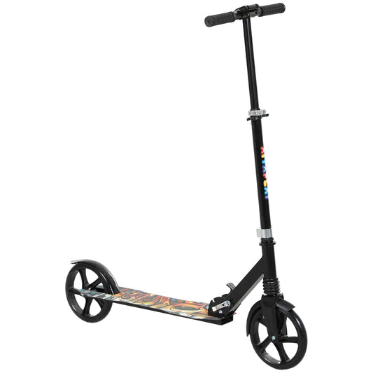 Foldable Kids Scooter with Adjustable Handlebar, 200mm Big Wheel, Rear Fender Brake, for Ages 6-12 Years, Black