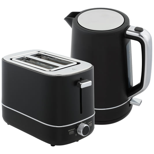 Kettle and Toaster Set, 1.7L 3000W Fast Boil Kettle & 2 Slice Toaster Kitchen Set with 6 Level Browning Controls, Defrost